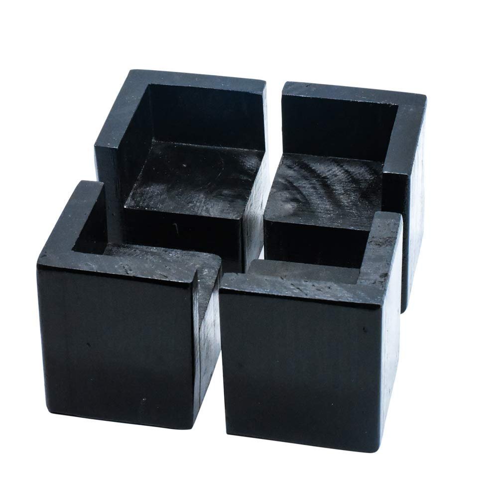 Mysummer Pack of 4 Furniture Risers Square Black Bed Risers, Add 2" Height to Sofa,Desks,Tables and Chairs Creat Underbed Storage Wood Furniture Legs