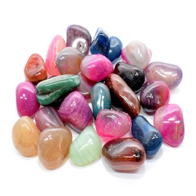 2LB Dyed Multicolor Chalcedony Agate Quartz Pebbles Polished Gemstone Crystal Mineral Tumbled Stone Specimens - Brazil