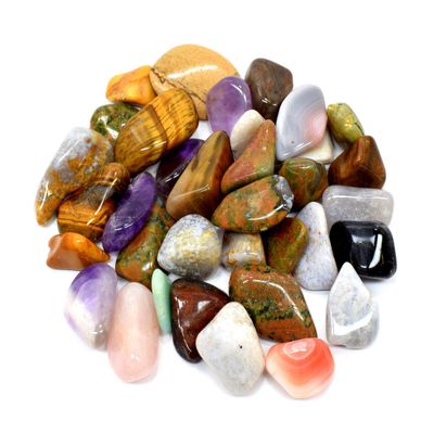 2LBs Mix of South Africa Gemstone Pebbles Polished Natural Crystal Minerals: Tiger Eyes, Agates, Quartz, Jasper, Aventurines etc. Tumbled Stone Specimens