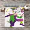 3 Piece Classic Look Mardi Gras Bedspread Set Cartoon Style Jester in Iconic Costume with Mask Happy Dancing Party Figure Multicolor Honeycomb Quilted Design Digital Print Comfy Bedding Cozy Luxury view 2