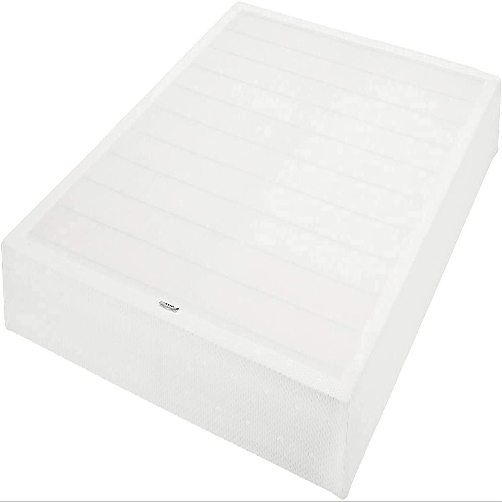 Amazon Basics Smart Box Spring Bed Base, 7-Inch Height Mattress Foundation, Tool-Free Easy Assembly, Full, 74"L x 53"W x 7"H, White