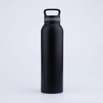Energcup Sports Reusable Steel Bottle 24 oz Black Color-Double Wall 18/8 Stainless Steel Leak & Sweat Proof Flask Insulated Water Bottle, Simple Modern Style,Eco-Friendly,Kids, College,Water Bottle