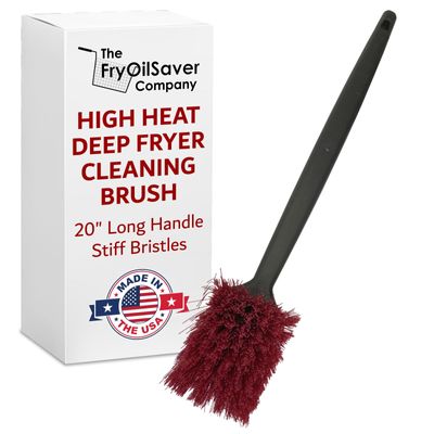 20" Deep Fryer Cleaning Brush by FryOilSaver Co., Up to 425F High Heat Resistant Pot Cleaning Brush for Kitchen Deep Fryers, Griddle, Grills, Ovens & Waffle Maker for Food Service & Restaurant - 90049
