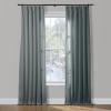 ChadMade 2 Panels 27 Inch Wide by 108 Inch Long Linen Cotton Curtains Room Darkening Pinch Pleated Draperies Living Room Patio Sliding Door Extra Long Drapes, Smoke Blue, Cary Collection view 1