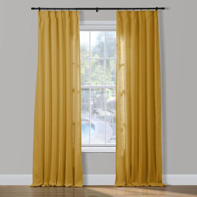 ChadMade 2 Panels 27 Inch Wide by 108 Inch Long Linen Cotton Curtains Room Darkening Pinch Pleated Draperies Living Room Patio Sliding Door Extra Long Drapes, Orange, Cary Collection