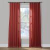 ChadMade 2 Panels 27 Inch Wide by 108 Inch Long Linen Cotton Curtains Room Darkening Pinch Pleated Draperies Living Room Patio Sliding Door Extra Long Drapes, Red, Cary Collection view 1