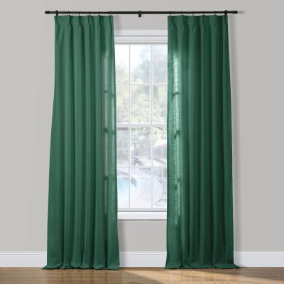 ChadMade 2 Panels 27 Inch Wide by 108 Inch Long Linen Cotton Curtains Room Darkening Pinch Pleated Draperies Living Room Patio Sliding Door Extra Long Drapes, Green Lake, Cary Collection