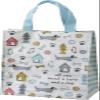 Primitives by Kathy All You Need Is Love And A Dog Daily Tote Bag, double-sided,All You Need Is Love And A Dog sentiment with all-over dog themed block print design/complementing blue straps view 1