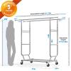 HOKEEPER Clothes Rack Heavy Duty Clothing Rack Load 650 LBS Collapsible Garment Rack with Wheels Double Rod Clothes Rack for Hanging Clothes Commercial Portable Closet Rack with Shelves 22"D*75"W*68"H view 3