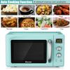COSTWAY Retro Countertop Microwave Oven, 0.9Cu.ft, 900W Microwave Oven, with 5 Micro Power, Defrost & Auto Cooking Function, LED Display, Glass Turntable and Viewing Window, Child Lock view 4