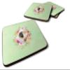 Caroline's Treasures CK4326FC Pekingese Green Flowers Foam Coaster Set of 4 Set of 4 Cup Coasters for Indoor Outdoor, Tabletop Protection, Anti Slip, Mouse pad Material view 1