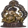 Exotic India Ganesha Seated on Musicial Ganesha Base with Impressive Kirtimukha Aureole - Brass Statue - Color Antique Gold Color view 2