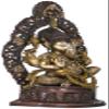 Exotic India Ganesha Seated on Musicial Ganesha Base with Impressive Kirtimukha Aureole - Brass Statue - Color Antique Gold Color view 3