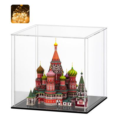 LASOA Acrylic Display Case  Display Box for Collectibles, Figures, Memorabilia, Clear Showcase with Black Base, Self-Assembly Display Container, 12x12x12 inch