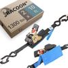valonic Racoon - Retractable Ratchet Straps - 1300 lbs, with Protection pad and Hooks, 10 ft x 1 in, 2 Pack Black - Boat tie Down Straps view 1