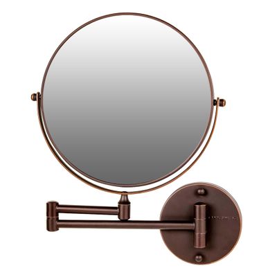 OVENTE 9" Wall Mounted Makeup Mirror with 1X/7X Magnification, Double Sided Magnifying Round Bathroom Vanity Mirror, 360 Swivel Design, Extendable and Folding Arm, Antique Bronze MNLFW90ABZ1X7X