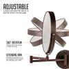 OVENTE 9" Wall Mounted Makeup Mirror with 1X/7X Magnification, Double Sided Magnifying Round Bathroom Vanity Mirror, 360 Swivel Design, Extendable and Folding Arm, Antique Bronze MNLFW90ABZ1X7X view 3