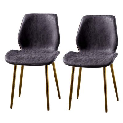 CGF-Barstools Dining Chair Set of 2 Wrought Iron Kitchen Dining Chair Home Chair Without Armrests, PU Leather Cushions and Golden Legs | Seat Height 46cm, Maximum Load 330LBS