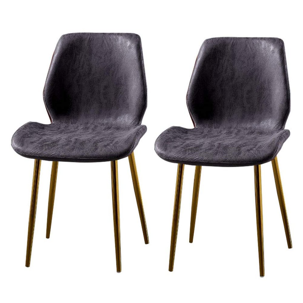 CGF-Barstools Dining Chair Set of 2 Wrought Iron Kitchen Dining Chair Home Chair Without Armrests, PU Leather Cushions and Golden Legs | Seat Height 46cm, Maximum Load 330LBS