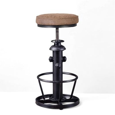 BOKKOLIK Industrial Bar Stools-Swivel Pu Seat-Vintage Kitchen Island Stool-Counter Bar Height Adjustable 25-31inch-Footrest