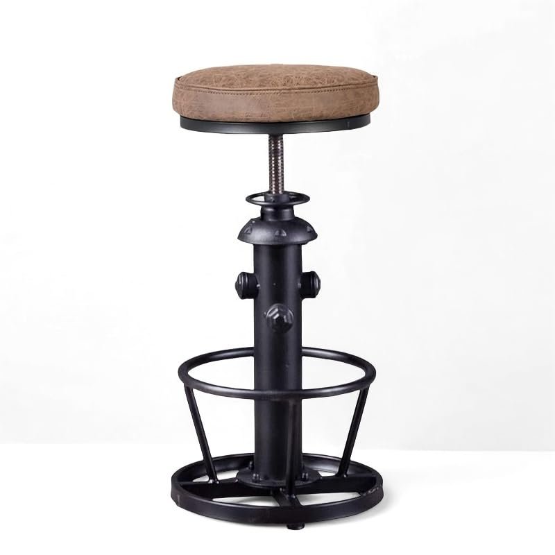 BOKKOLIK Industrial Bar Stools-Swivel Pu Seat-Vintage Kitchen Island Stool-Counter Bar Height Adjustable 25-31inch-Footrest