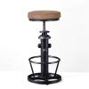 BOKKOLIK Industrial Bar Stools-Swivel Pu Seat-Vintage Kitchen Island Stool-Counter Bar Height Adjustable 25-31inch-Footrest view 1