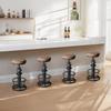BOKKOLIK Industrial Bar Stools-Swivel Pu Seat-Vintage Kitchen Island Stool-Counter Bar Height Adjustable 25-31inch-Footrest view 2