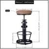 BOKKOLIK Industrial Bar Stools-Swivel Pu Seat-Vintage Kitchen Island Stool-Counter Bar Height Adjustable 25-31inch-Footrest view 3