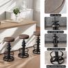 BOKKOLIK Industrial Bar Stools-Swivel Pu Seat-Vintage Kitchen Island Stool-Counter Bar Height Adjustable 25-31inch-Footrest view 4