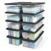HOMZ 10-Pack Snaplock, Small Clear Plastic Storage Organizer Bins w/Lids, 6 Quart, Gray - Stackable Container Boxes for Bedroom, Bathroom, Garage, and Office Organization view 1
