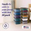 HOMZ 10-Pack Snaplock, Small Clear Plastic Storage Organizer Bins w/Lids, 6 Quart, Gray - Stackable Container Boxes for Bedroom, Bathroom, Garage, and Office Organization view 2