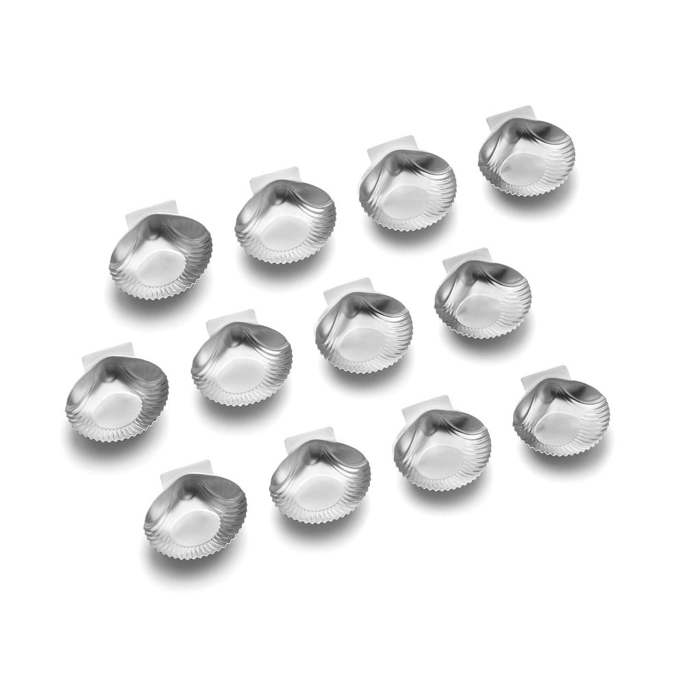 Outset Grillable Shells, All Purpose Grillable Stainless Steel Sea Shells, Set of 12