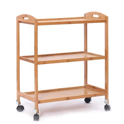 3-Tier Rolling Utility Cart, Bamboo Kitchen Serving Bar Cart, Multipurpose Use Storage Shelf Unit On Wheels, for Bar Home Dining Room Kitchen Hotel
