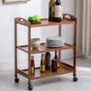 3-Tier Rolling Utility Cart, Bamboo Kitchen Serving Bar Cart, Multipurpose Use Storage Shelf Unit On Wheels, for Bar Home Dining Room Kitchen Hotel view 2