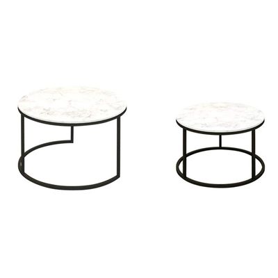Coffee Tables WFF Nested, Marble Side Sofa Table, Metal Frame, Round Bedside Table, Home Decoration Set (Color : B)