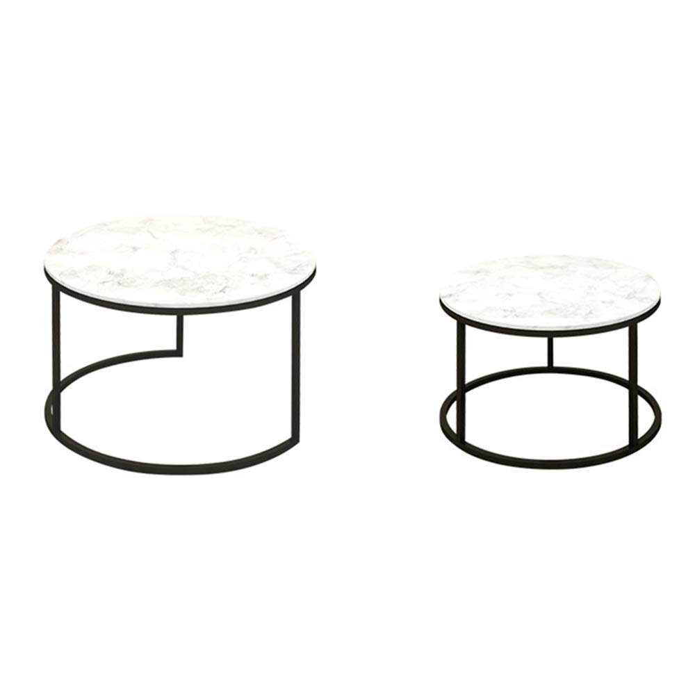 Coffee Tables WFF Nested, Marble Side Sofa Table, Metal Frame, Round Bedside Table, Home Decoration Set (Color : B)