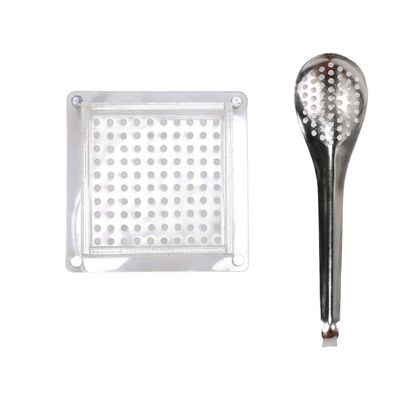 DUEBEL Caviar Maker Box, 100 Holes Roe Sauce Maker Molecular Ggastronomy Kit Popping Boba Cuisine Spherification Kit Caviar Box Spherification Kit (White+Silver)