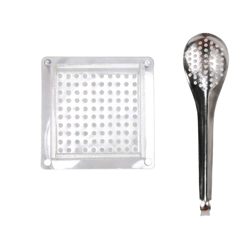 DUEBEL Caviar Maker Box, 100 Holes Roe Sauce Maker Molecular Ggastronomy Kit Popping Boba Cuisine Spherification Kit Caviar Box Spherification Kit (White+Silver)