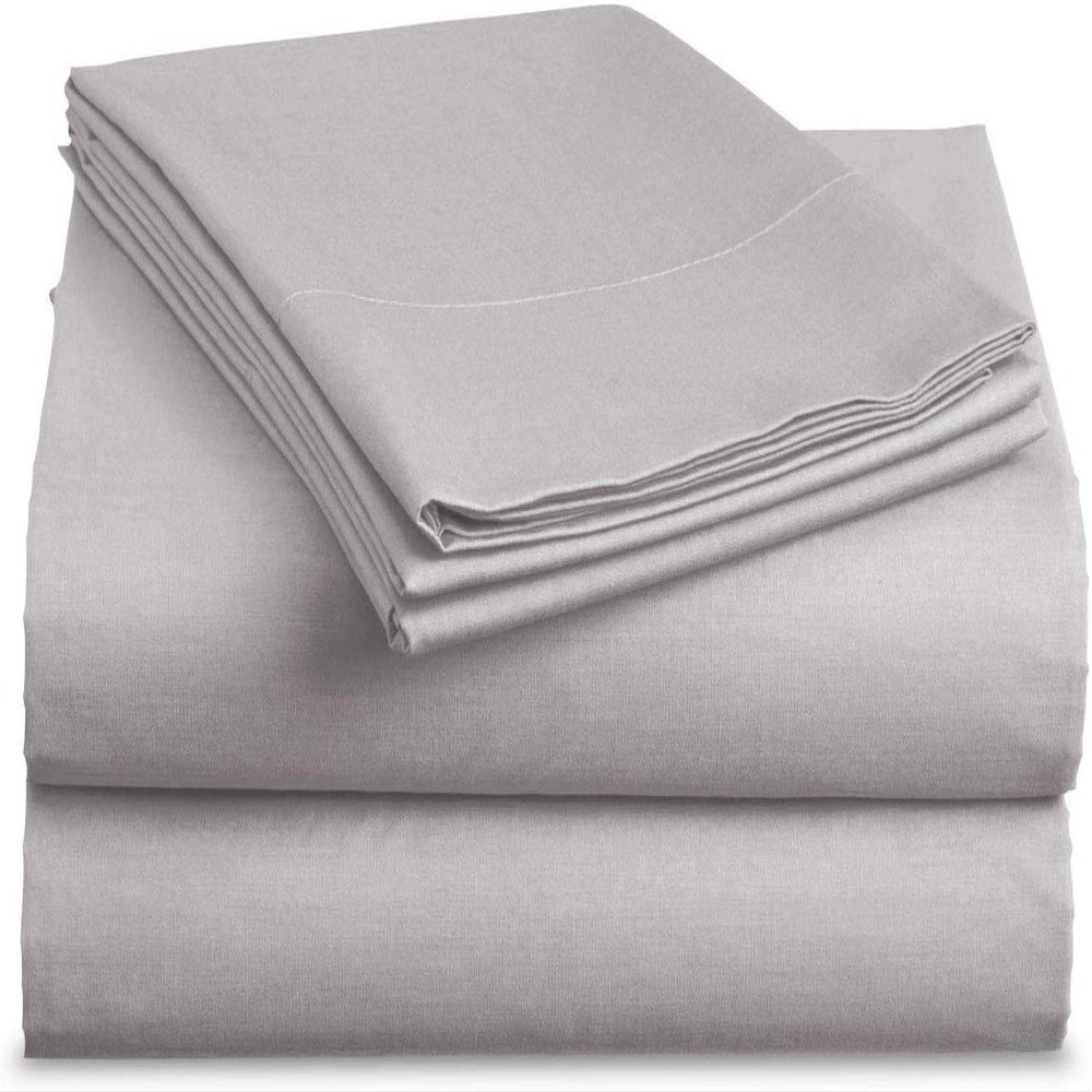 Luxurious - 800 Series - Egyptian Cotton - 4PC Bed Sheet Set - ( Flat Sheet + Fitted Sheet 24" Deep Pocket + 2 PC Pillow Cases ) - Fade Resistant - (California King, Silver)