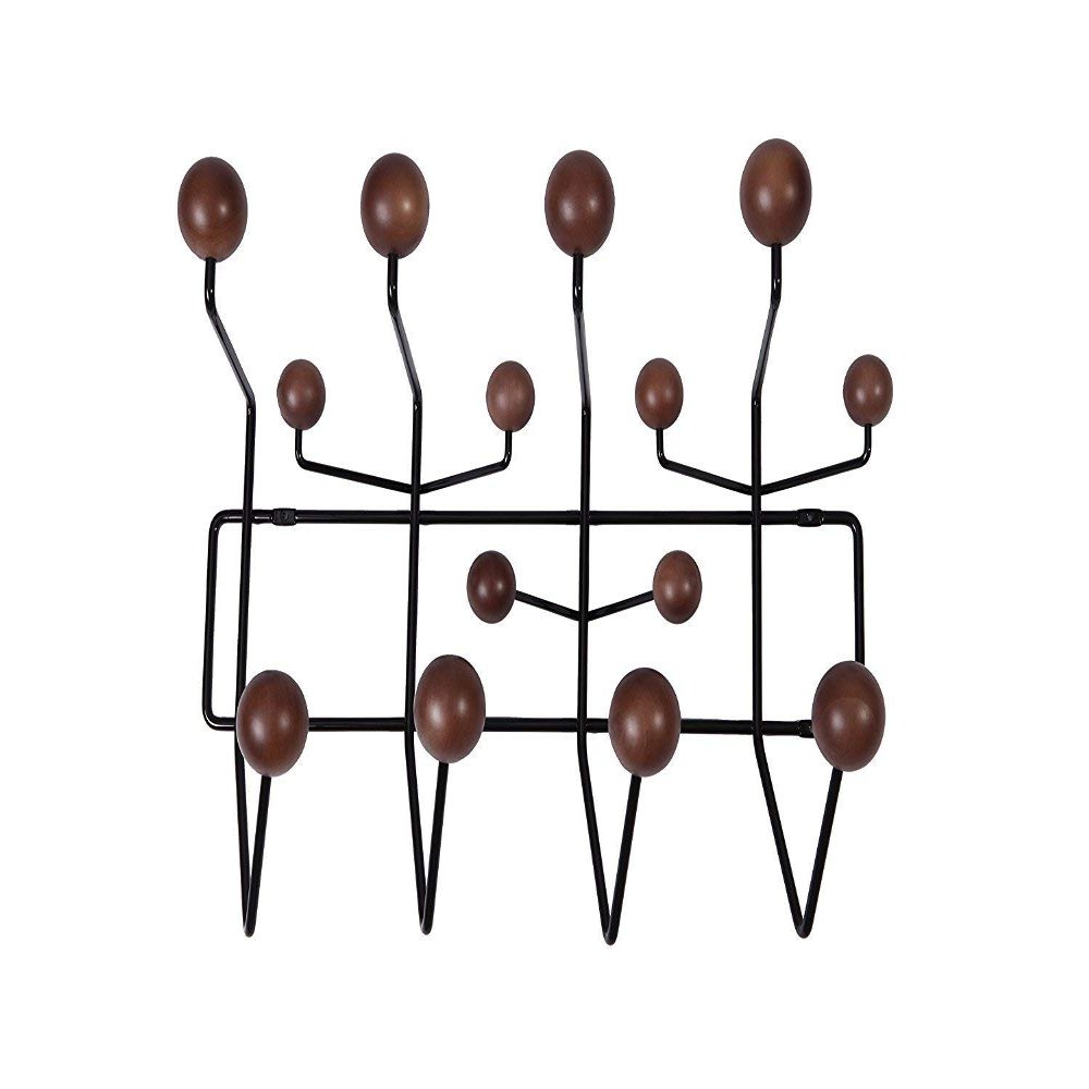SHISEDECO Classic Hang it All Coat Rack, Mid Century Modern Wall Mounted Hooks with Painted Solid Wooden Balls, Decorative Creative Fashion Wood Hanger for Home, Bedroom (Dark Walnut)