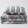 DaDa Bedding Bohemian Reversible Cozy Paisley Floral Bedspread Set - Bright Buta Folky Vibrant Colorful Coverlet - Turquoise Blue Red Orange with White Background - Cal King - 3-Pieces view 1