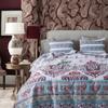 DaDa Bedding Bohemian Reversible Cozy Paisley Floral Bedspread Set - Bright Buta Folky Vibrant Colorful Coverlet - Turquoise Blue Red Orange with White Background - Cal King - 3-Pieces view 3