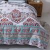 DaDa Bedding Bohemian Reversible Cozy Paisley Floral Bedspread Set - Bright Buta Folky Vibrant Colorful Coverlet - Turquoise Blue Red Orange with White Background - Cal King - 3-Pieces view 4