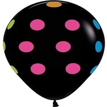100 NEON UV Black Polka Dots 11" Glow Blacklight Reactive Party Latex Balloons