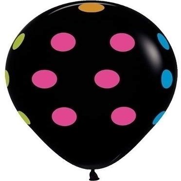 100 NEON UV Black Polka Dots 11" Glow Blacklight Reactive Party Latex Balloons