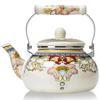 Floral Ceramic Enamel Teapot Tea Kettle for Stovetop,Large Porcelain Enameled Teakettle (white) (2.4L, white2) view 1