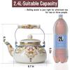 Floral Ceramic Enamel Teapot Tea Kettle for Stovetop,Large Porcelain Enameled Teakettle (white) (2.4L, white2) view 2