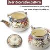 Floral Ceramic Enamel Teapot Tea Kettle for Stovetop,Large Porcelain Enameled Teakettle (white) (2.4L, white2) view 3