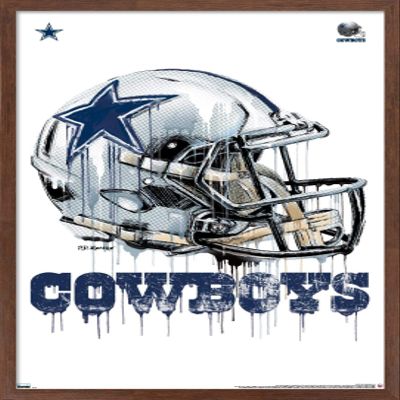 Trends International NFL Dallas Cowboys - Drip Helmet 20 Wall Poster, 14.725" x 22.375", Mahogany Framed Version