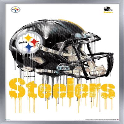 Trends International NFL Pittsburgh Steelers - Drip Helmet 20 Wall Poster, 14.725" x 22.375", Silver Framed Version